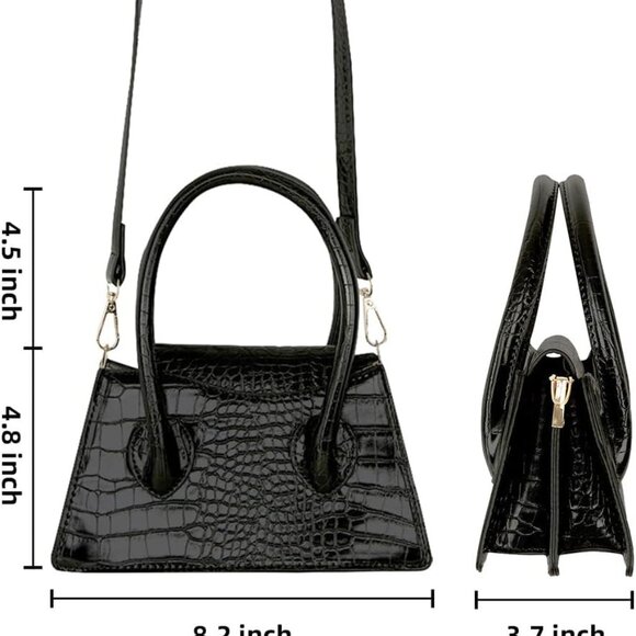 Small Crocodile Pattern Faux Leather Crossbody Handbag Women Girls - Picture 4 of 6